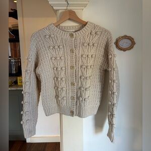 Rylee + Cru Bobble Cardigan Cozy Cream Cable Knit Sweater